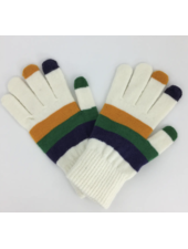 SongLily Mardi Gras Striped Touch Screen Gloves {White}