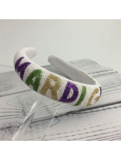 SongLily Mardi Gras Pearl Headband {White}