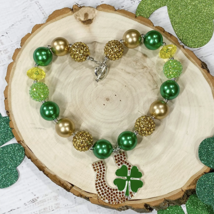The Hair Bow Company Lucky U Horseshoe Necklace {Green}
