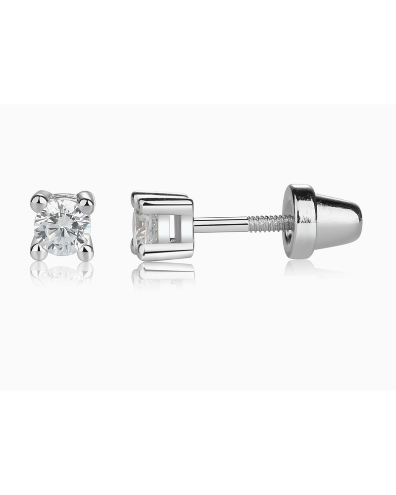 Cherished Moments Clear CZ Stud Earrings {S. Silver}