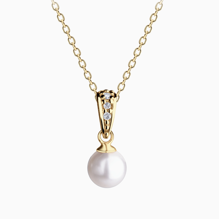Cherished Moments Girls White Pearl Pendant Necklace {14K Gold/14"}