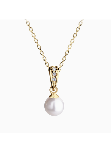 Cherished Moments Girls White Pearl Pendant Necklace {14K Gold/14"}