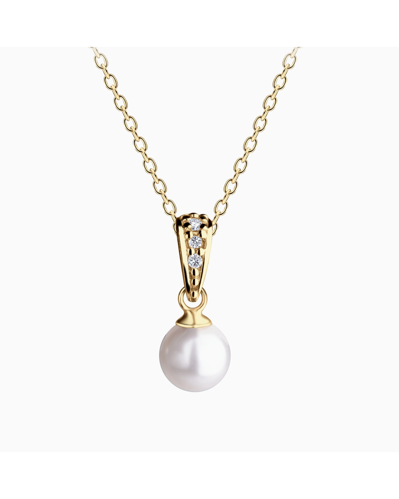 Cherished Moments Girls White Pearl Pendant Necklace {14K Gold/14"}