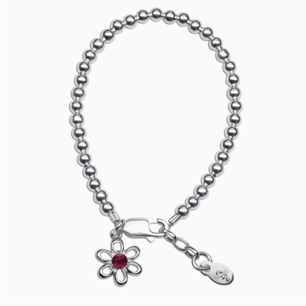 Cherished Moments Birthstone Daisy Flower Bracelet (April) {S. Silver/14"}