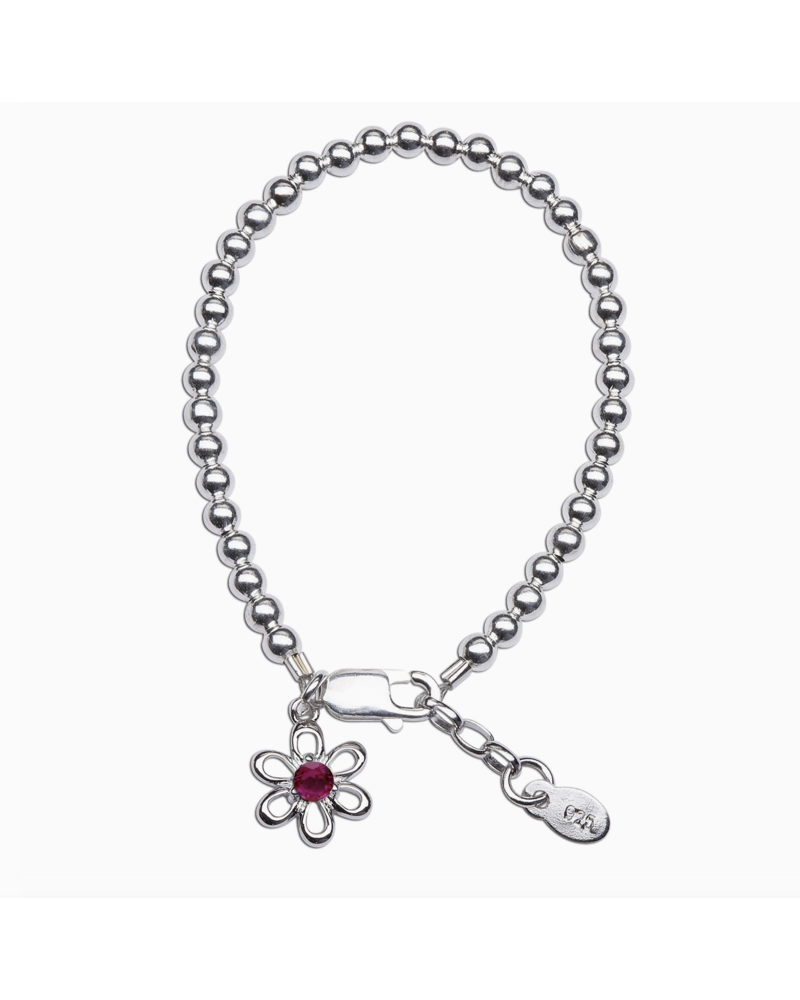 Cherished Moments Birthstone Daisy Flower Bracelet (April) {S. Silver/14"}