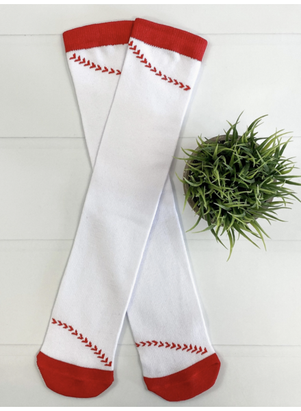 The Hair Bow Company Baseball Stitches Tube Socks {Rd/Wht} 2T-10Y