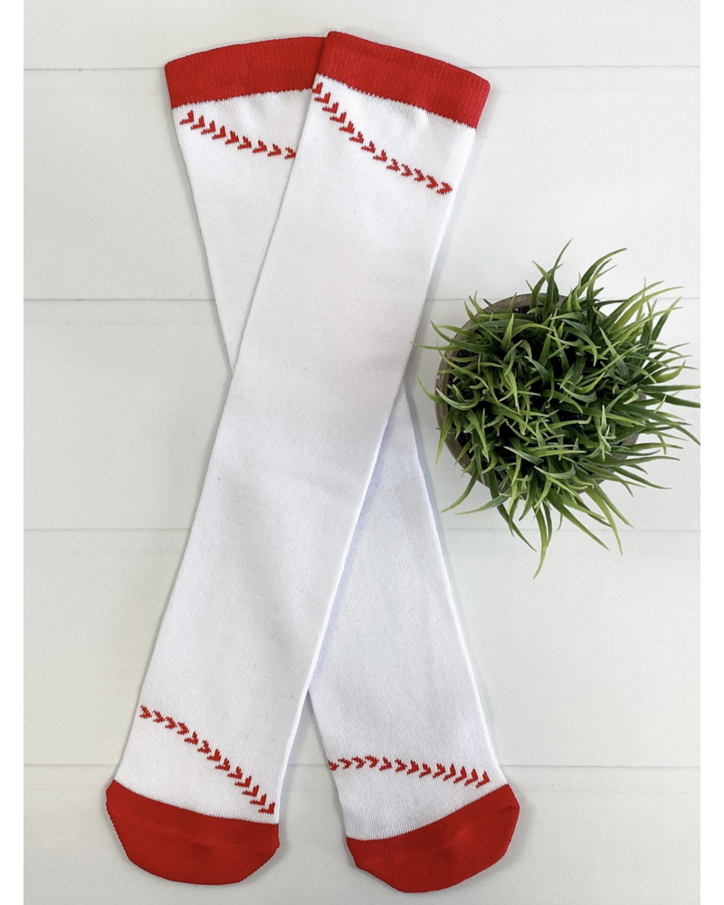 The Hair Bow Company Baseball Stitches Tube Socks {Rd/Wht} 2T-10Y