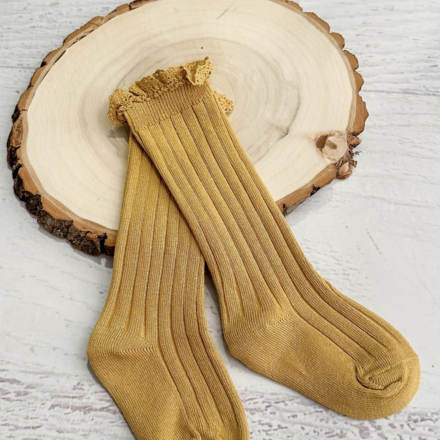 The Hair Bow Company Lettuce Edge Ruffle Socks {Mustard}