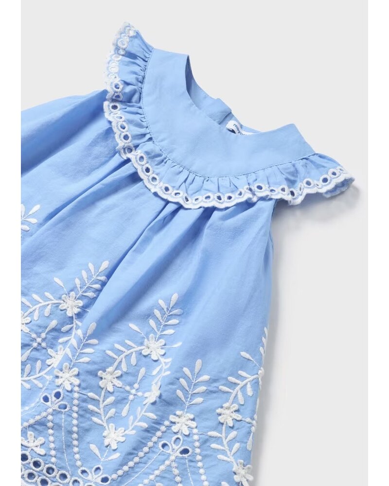 Mayoral Embroidered Dress {Blue} S24
