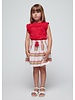 Mayoral  Eyelet Tank/Stripe Skirt Set {Red/Olive}