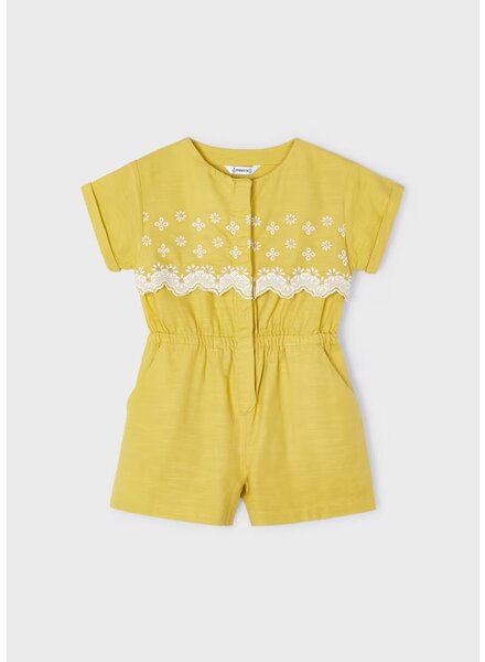 Mayoral Embroidered Romper {Ylw} S24