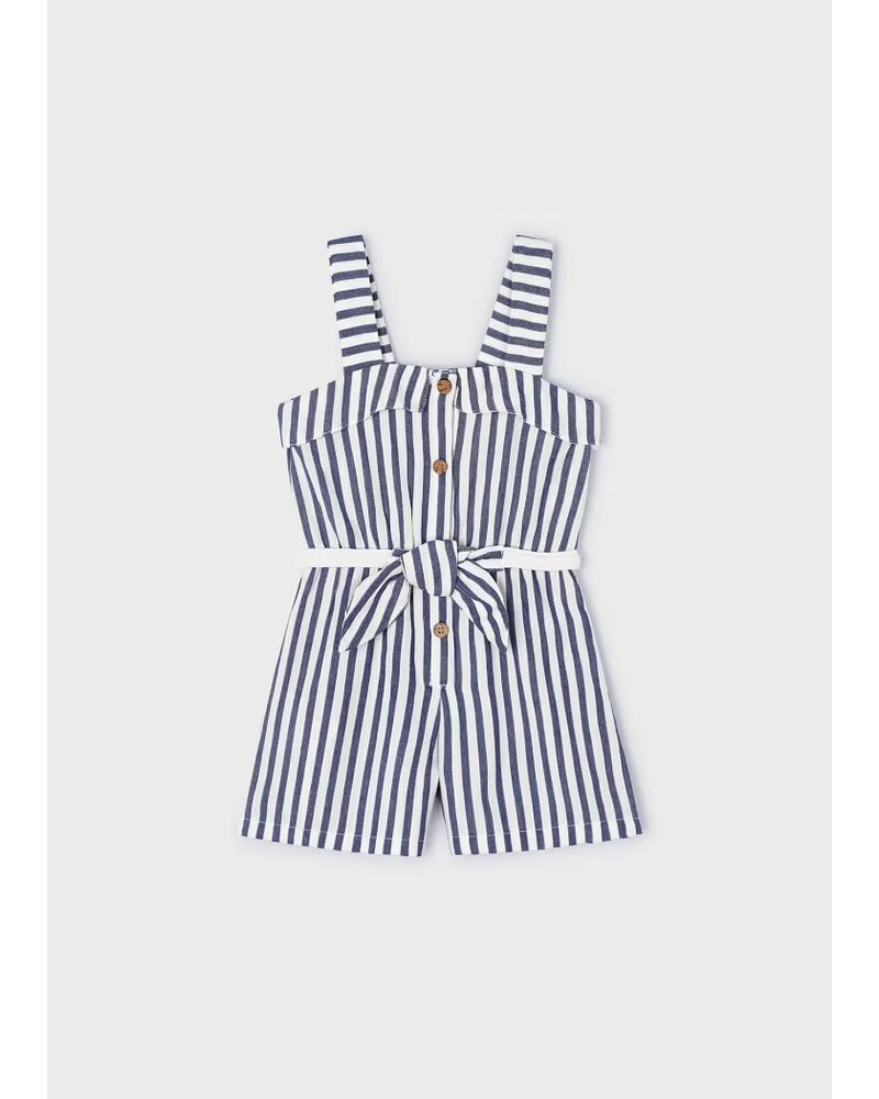 Mayoral Stripes Romper {Chambray/Wht} S24