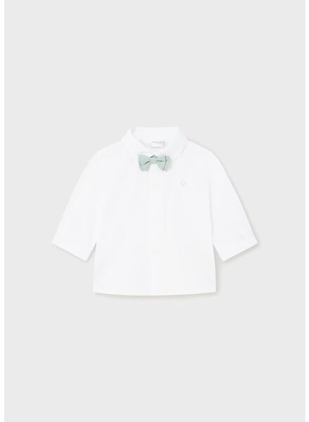 Mayoral Dress Shirt w/ Bow Tie/Sus Pants Set {Wht/Lucite}