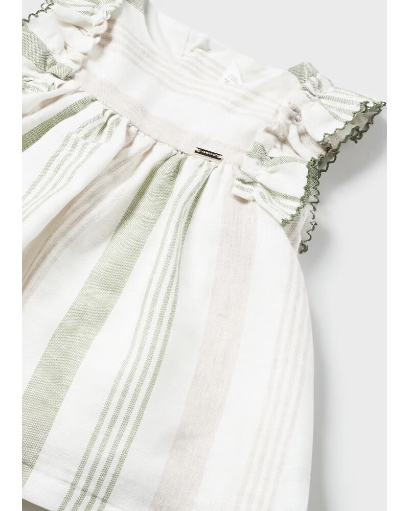 Mayoral Stripe Linen Dress {Tan/Leaf}