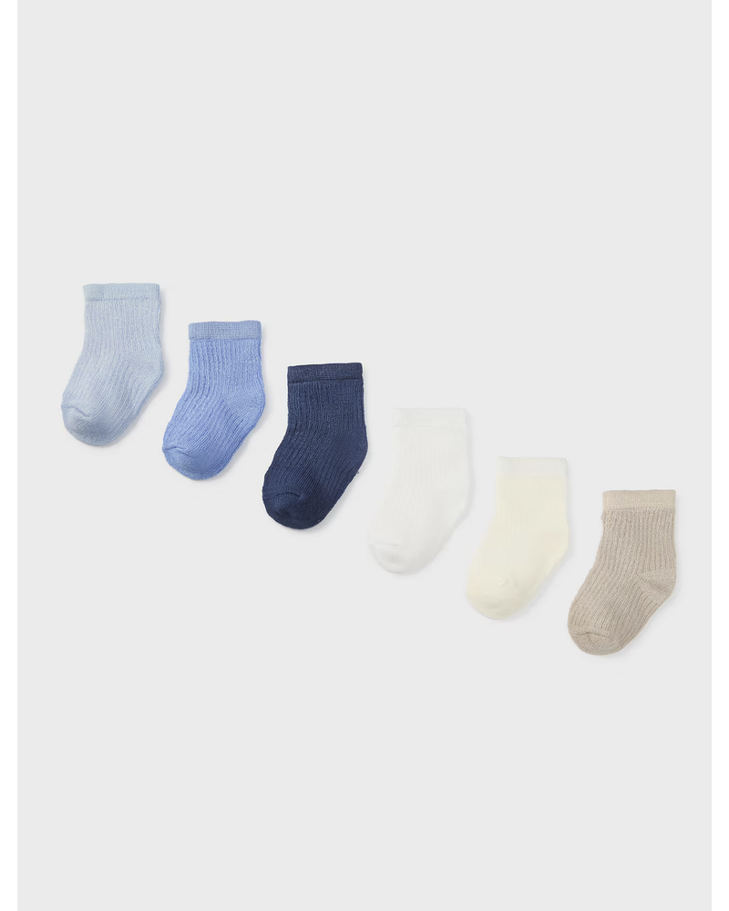 Mayoral  Set of 6 socks {Blues/Wht/Tan}