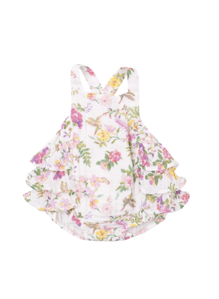 Angel Dear Cute Hummingbirds Ruffle Sunsuit {White} S24