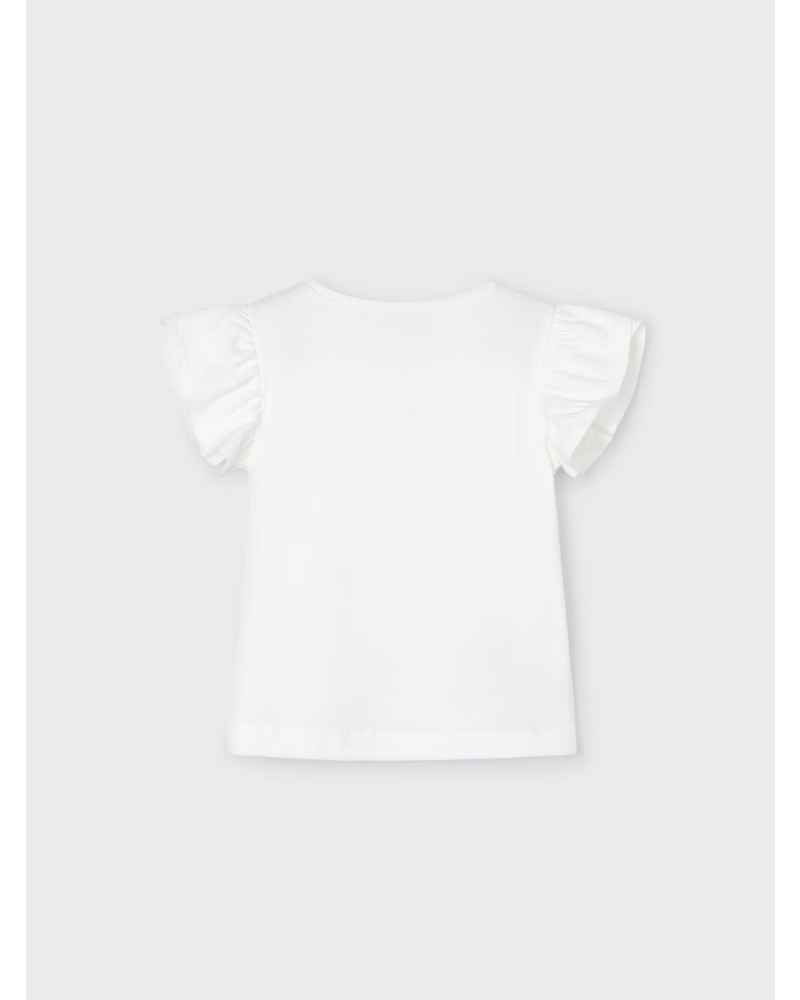 Mayoral Bow Girl T-Shirt {Ivory/Blush}