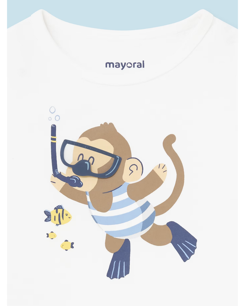 Mayoral Monkey Swim Trunk Set {White/Yellow}