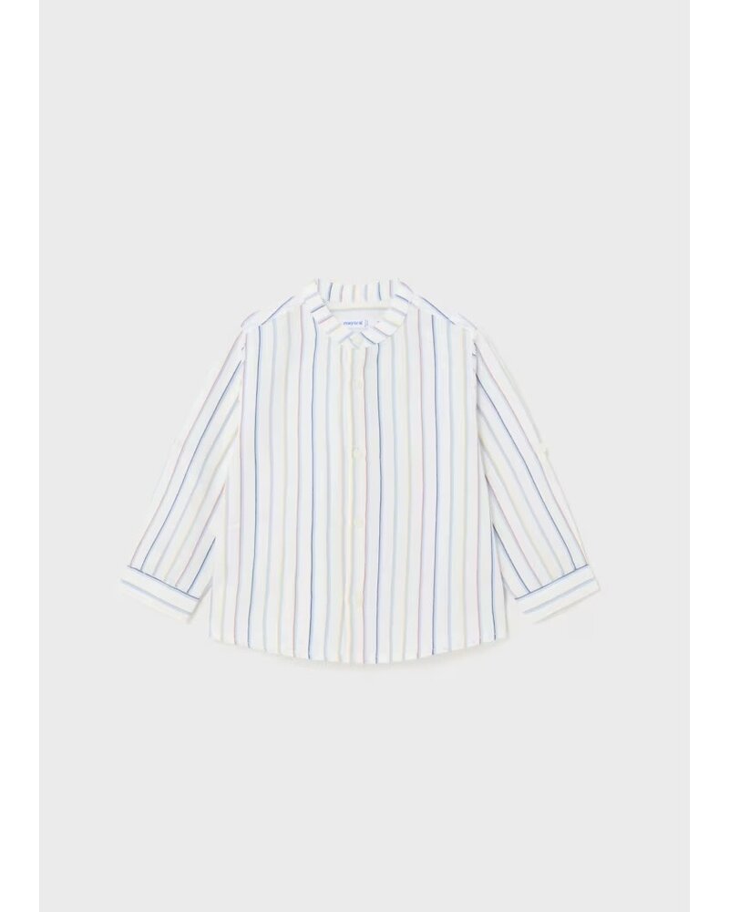 Mayoral Stripe Shirt {Wht/Blue/Ywl/Tan}