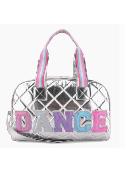 OMG Accessories 'Dance' Quilted Metallic Bag {Pink & Silver}