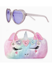 OMG Accessories Miss Gwen Unicorn Ombre Plush Heart Sunglasses and Case