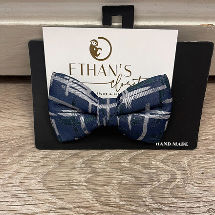 Bow Tie {Navy w/ Silver/Jade Splash}