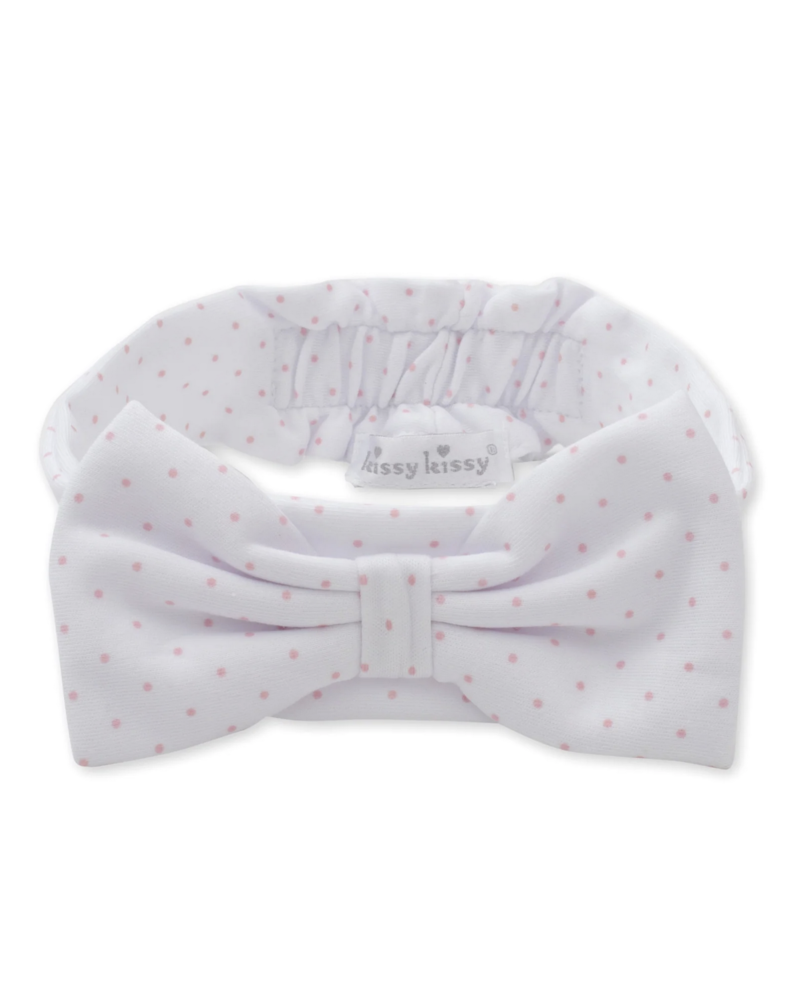Dots Bow Headband {White/Pink} One Size