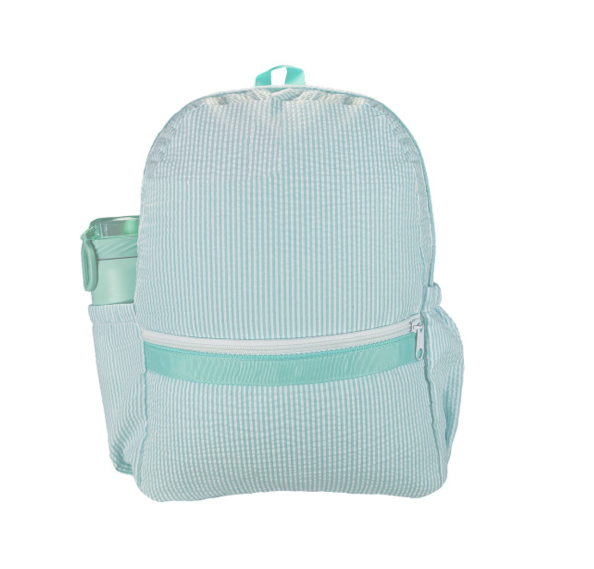 NEW Seersucker Backpack w Pockets Mint White