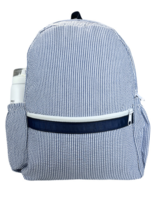 *NEW * Seersucker Backpack w/ Pockets {Navy/White}