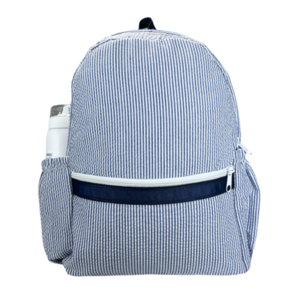 *NEW * Seersucker Backpack w/ Pockets {Navy/White}