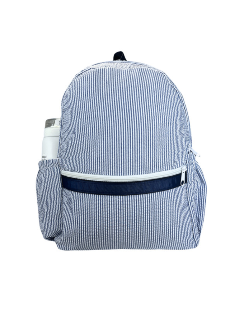 *NEW * Seersucker Backpack w/ Pockets {Navy/White}