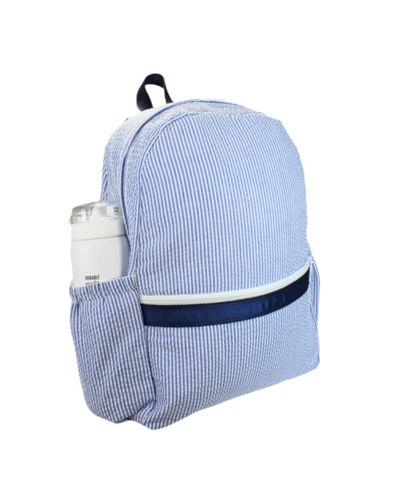 *NEW * Seersucker Backpack w/ Pockets {Navy/White}