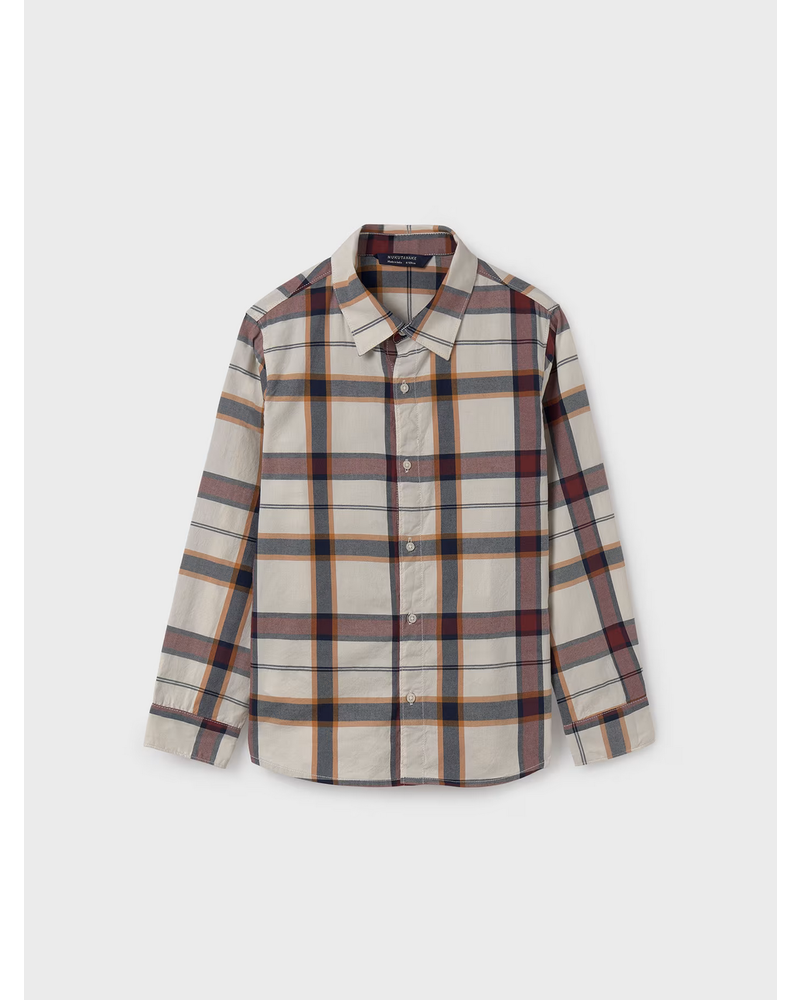 Mayoral L/S Plaid Shirt {Bur/Nvy/Org} Tween