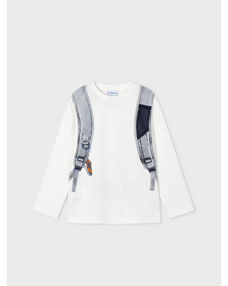 Mayoral L/S Backpack T-Shirt w/ Relaxed Fit Pants {Crm/Blue Blk}