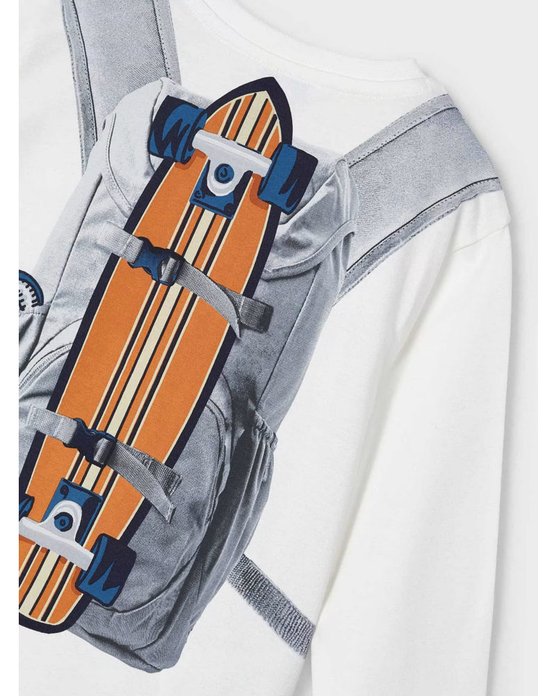 Mayoral L/S Backpack T-Shirt w/ Relaxed Fit Pants {Crm/Blue Blk}