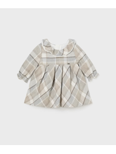 Mayoral Plaid Ruffle Collar Dress {Walnut/Brn/Gry}