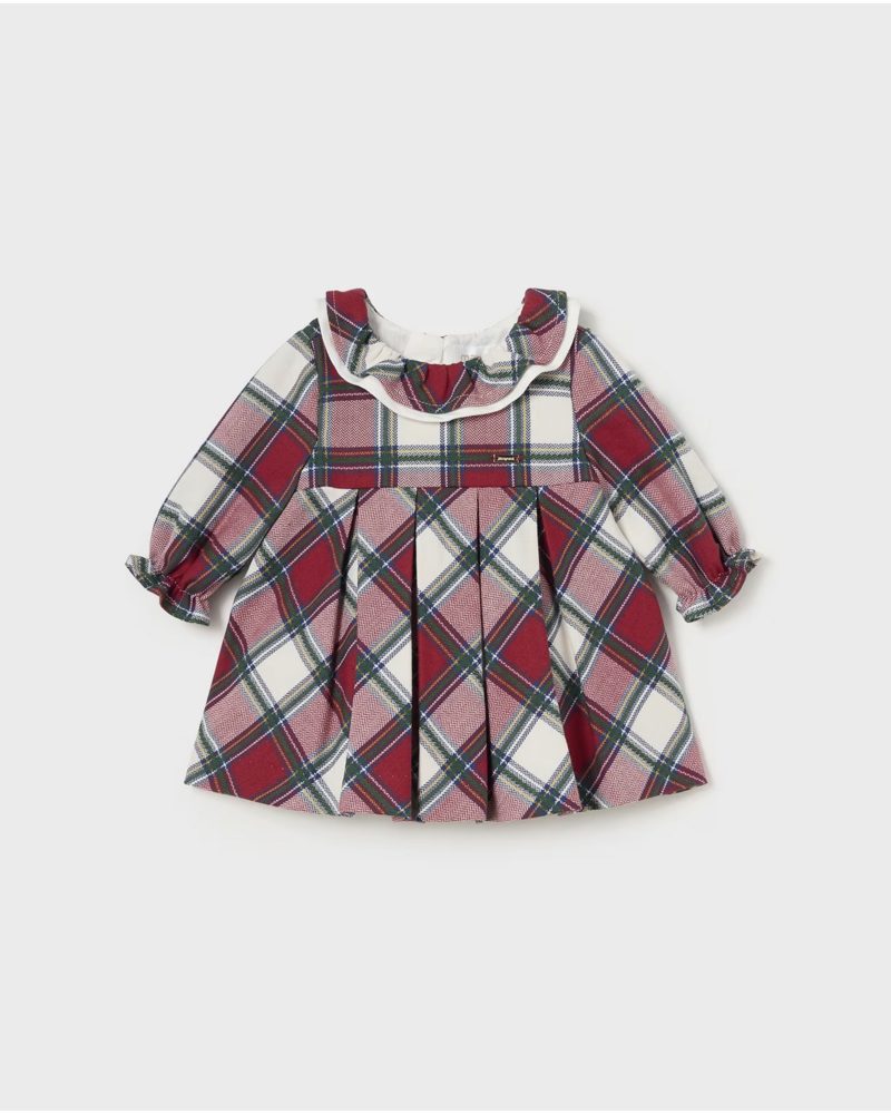 Mayoral Plaid Ruffle Collar Dress {Red/Nvy/Grn}