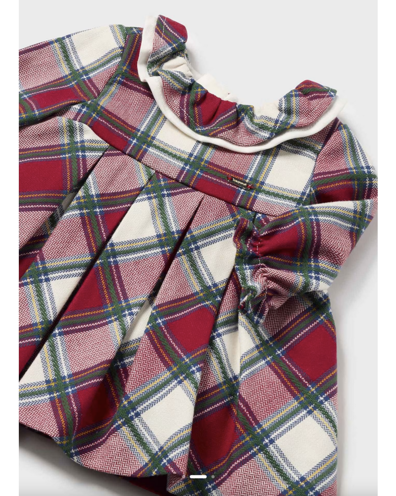 Mayoral Plaid Ruffle Collar Dress {Red/Nvy/Grn}