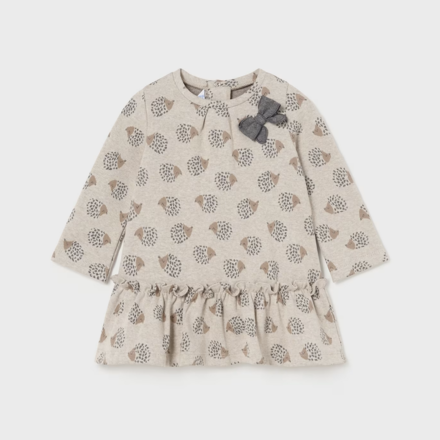 Mayoral Hedgehog Bow Dress {Tan/Grey}