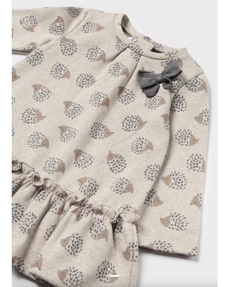 Mayoral Hedgehog Bow Dress {Tan/Grey}