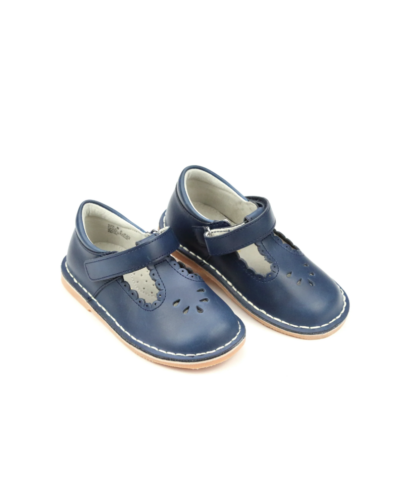 Angie Scalloped T-Strap MJ {Navy}