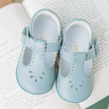 Dottie Scalloped Perforated MJ {Dusty Blue}