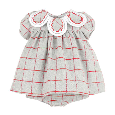 Sophie & Lucas Holiday Check Petal Dress {Grey/Red}