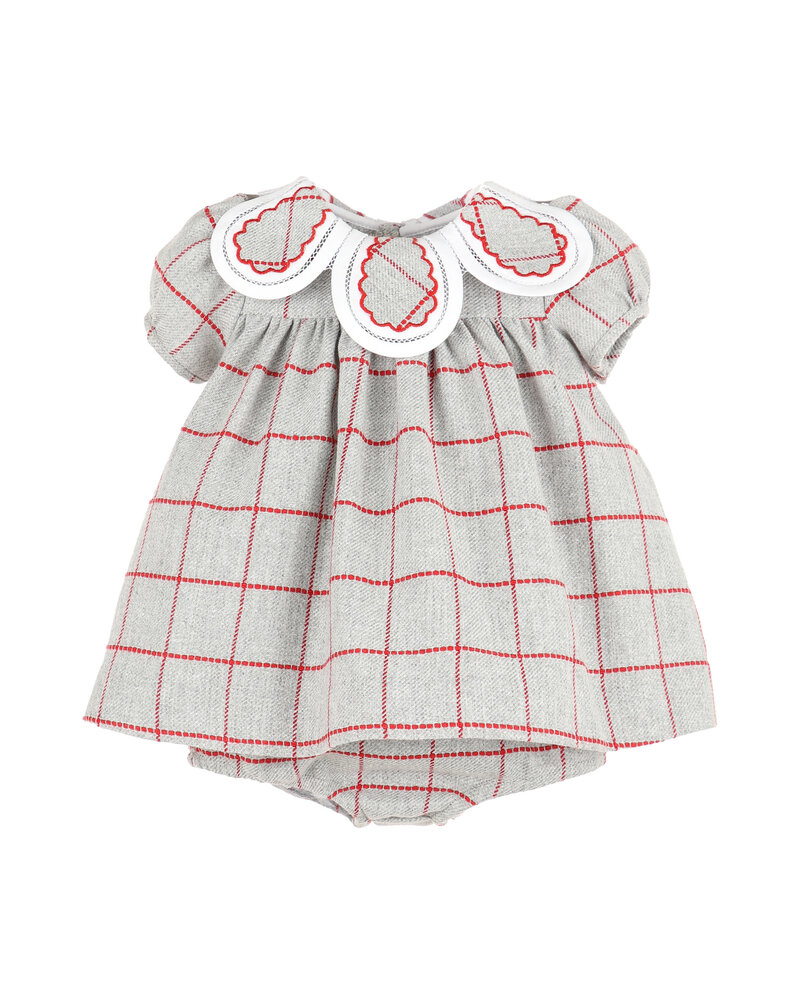 Sophie & Lucas Holiday Check Petal Dress {Grey/Red}