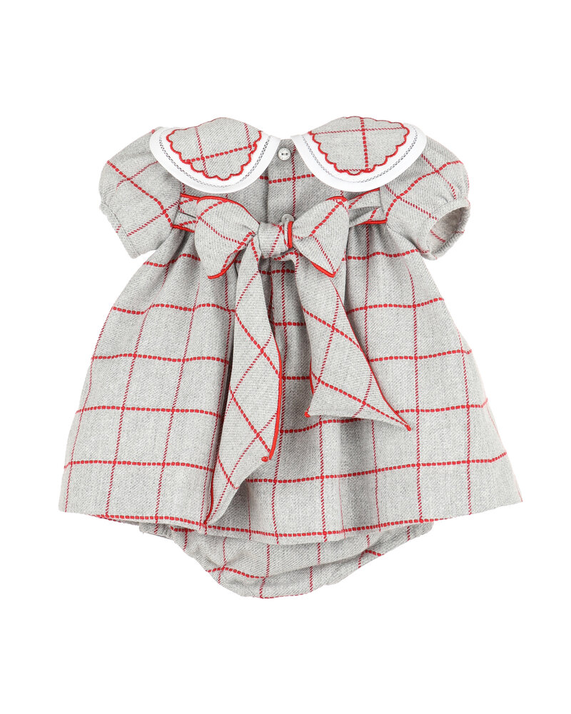 Sophie & Lucas Holiday Check Petal Dress {Grey/Red}