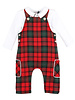 Sophie & Lucas Tartan Tidings Overall Set {Red/Grn}