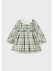 Mayoral Plaid Ruffle Collar Dress w/ Bow {Jade/Tan}