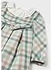 Mayoral Plaid Ruffle Collar Dress w/ Bow {Jade/Tan}