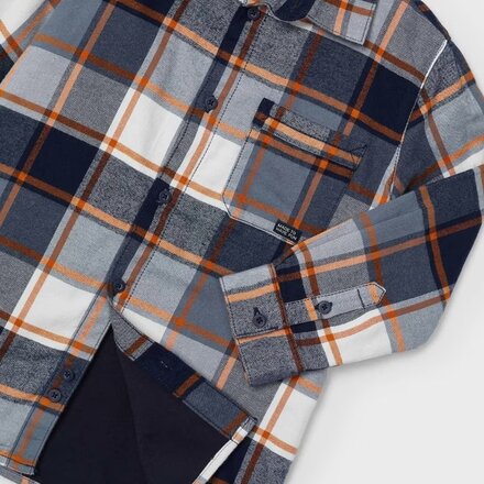 Mayoral Plaid Shacket {Org/Navy}