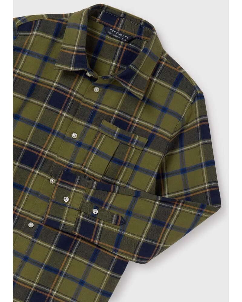 Mayoral Plaid Shirt {Olive/Org/Navy} Tween